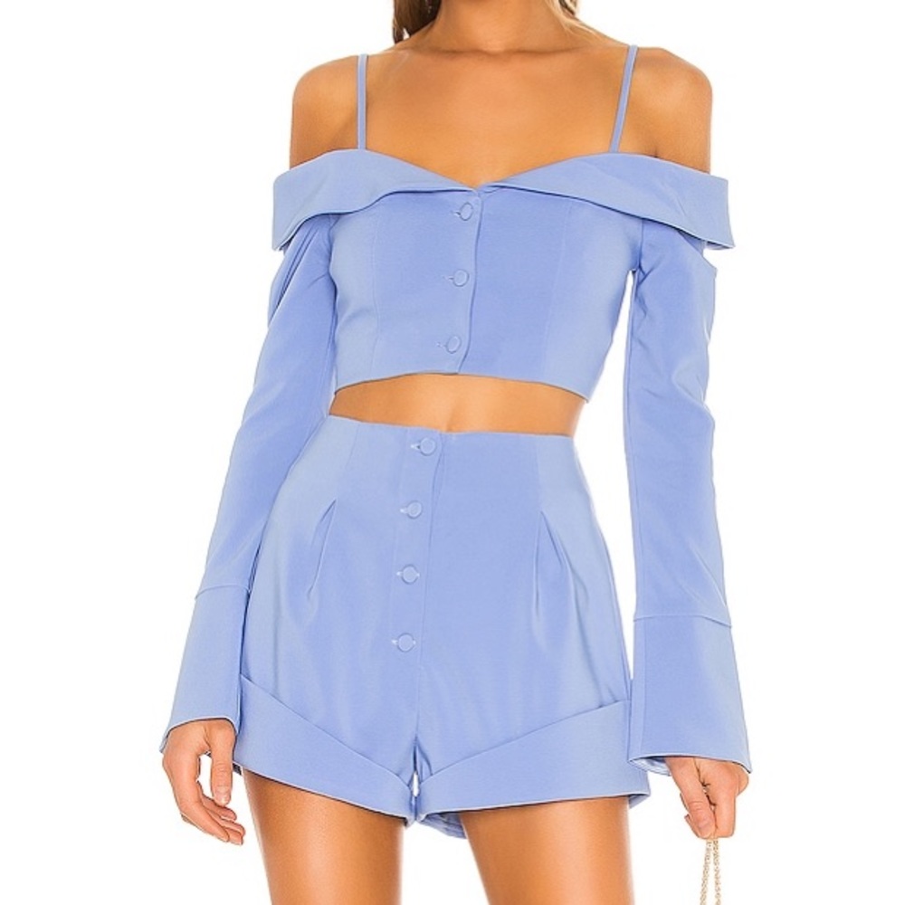Camila Coelho Top and Shorts SET in Size XS, Color Periwinkle Blue
